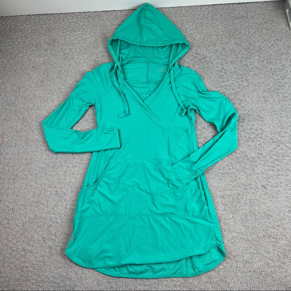 Athleta turquoise hoodie‎ long sleeve tunic length